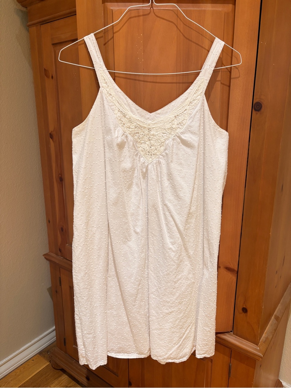 LOFT White Cotton Tank Dress with Crochet Lace Trim - Picture 2 of 6
